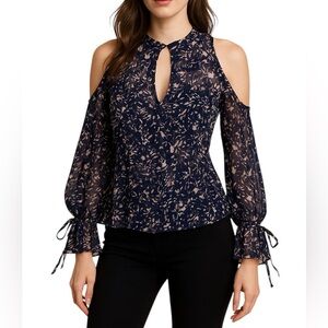 Derek Lam 10 Crosby Designer Multicolor Floral Cold Shoulder Blouse Size 2